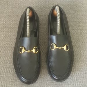 Black leather Gucci driving shoes